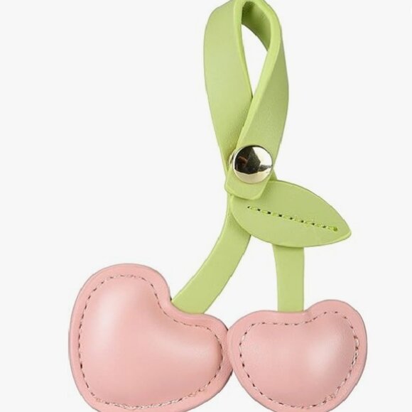 Unbranded Faux Leather Cherry Snap Bag Charm in Pink, NEW - Picture 2 of 2